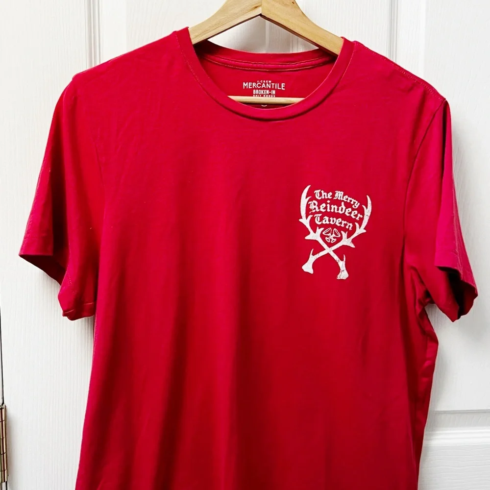 J. Crew Broken In Crew Neck Short Sleeve Holiday T-shirt in Red